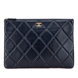 Pre-Loved Chanel CC Large Quilted Lambskin O Case Clutch